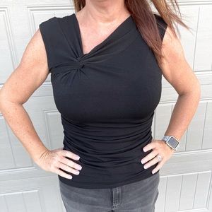 Ann Taylor Black Asymmetrical Top